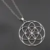 Hängsmycke Halsband Flower of Life Charms Mandala Merba Spirit Digital Secret Charm Fashion Sport Yoga DIY Metal Necklace 1pcs