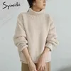 Syiwidii-truien voor vrouwen plus size Winter kleding Turtleneck herfst truien Koreaanse tops wol acryl dikke solide gebreide 210417