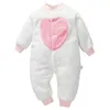 Automne Hiver Infantile Vêtements Épais Fluff Bébé Barboteuses Pour Les Filles Combinaison né En Peluche Barboteuse costume pour sortir 211229