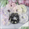 Bandas de goma para el cabello Joyería Encaje Malla Scrunchies Mujeres Floral Scrunchie Elástico Niñas Sombreros Corbatas Cola de caballo Titular Aessories Drop Delivery 20