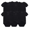 3/5/6 / 8pcs solid bomull Unisex född baby flicka kläder bodysuits kortärmad pojke jumpsuit print ropa bebe 210816