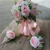 Kwiaty ślubne Ramo de Rosas Para Bodas, Ramos Seda Li Lli Damas Honor, Flores Artificiale Color Blanco Y Rosa, Decorción