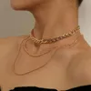 Pendentif Colliers Vintage multicouche ras du cou chaîne cubaine collier pour femmes fille Punk or argent couleur collier fête de mariage bijoux de mode
