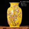 Vasos jingdezhen porcelana antique chinês vaso amarelo vitrificado magpie no padrão de árvore de ameixa grande