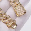 Link Chain 15mm Hip Hop Micro Paled Cubic Zirconia Bling Iced Out Round Cuban Miami Bangle Armband för män Rapper Jewelry Fawn22