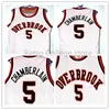 Wilt Chamberlain＃5 Overbrook High School White Retro Throwback Stitched Embroideryバスケットボールジャージをカスタマイズする任意のサイズ番号とプレーヤーをカスタマイズする