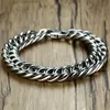 Link Chain Miami Cuban Link Mens Armband i silver ton rostfritt stål tungt armband pulseira bileklik manliga smycken 8-14 mm 21-232i