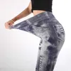 2020 женские имитация проблемных джинсовых джинсов Леггинсы с высокой талией тонкие упругие брюки карандаша Q0801