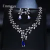 Emmaya marque mode charme cubique zircone mariée multicolore goutte d'eau bijoux ensembles cristal fête mariage bijoux collier ensembles H1022