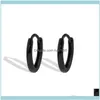 Stud Jewelryshishang Sydkorea Square Tube Black Gold Circle S925 Tremella Ring Ear Buckle Earrings Drop Delivery 2021 OXV8V