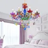 Lustres Couleur européenne Chambre d'enfants Lampe de chambre à coucher Candy Creative Crystal Light El Restaurant Diffuse Café Bougie Lustre