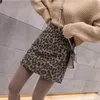 스커트 가을 가을 겨울 치마 여자 패션 표범 프린트 모직 맨 더치 A- 라인 하이 허리 가방 엉덩이 짧은 섹시 여자