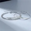 Länk, Kedja 2021 Mode Par Armband KPOP Koreanska Enkla handkedjor Silvery Justerbara Pulsera Electroplate Metal Bangles för kvinnor