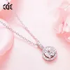 Sidel Round Pendant 925 Sterling Silver Necklace with rovski Crystal Clavicle Chain for Women4098267