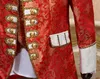 Pyjtrl män femdelade uppsättning europa stil domstol marshal kläder bröllop bröllop röda herrkläder party scen sånger kostym x0909
