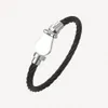 Fashion Horseshoe Cable Bracelet 18k White Gold Plated Black Stainless Steel Bracelets Bangles For Men Women Gift Accessories With Jewelry Pouches Wholesale