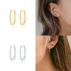 Vintage 925 Sterling Silver Gold Hoop Huggie Örhängen för Kvinnor Cubic Zirconia Bling Fine Quality Small Earring Anti-Allergy Fashion Smycken Gåvor för tjejer