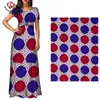Bintarealwax Afrikanischer Polyesterstoff mit weißem Hintergrund, roter und blauer Kreis, 6 Yards/Lot, Material zum Nähen von Kleidung, FP6427