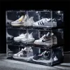 Nowe sterowanie dźwiękiem LED Light Clear Shoes Box Sneakers Storage Anti-utlenianie Organizator Kolekcja obuwia Kolekcja Wall Display 2844 Q2
