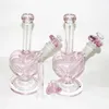 9 Zoll Glaswasserpfeife Bong Shisa Pink Love Hearts Dab Öl Rig Bubbler Glass Shisha Rohre mit 14 mm Herzform Schüssel Quarz Banger Nägel