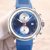 New Automatic Chronograph Mens Watch IW390704 Caso de aço 45mm Data Gents Esporte Relógios Azul Borracha Strap Folding Clasp 4 Cores