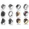 LX Mens Biker Bt Placcato oro Stainls Acciaio Punk Rock Gothic Skull Hip Hop Sier Chunky Ring Disponibile