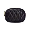 Coin Purses Women PU Grid Skriv ut Ellipse Shaped Double Zipper Short Min Wallet