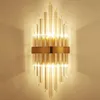 Aplique de pared de cristal de diseño de lujo, aplique dorado, luminaria Murale AC110V 220V Lustre, lámparas de luz para sala de estar y dormitorio