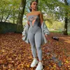 Modne Chic Drukowane Spandex Pajacyki Dla Kobiet Letni Przyjazd Piersi Wrap Wysoka Talia Skinny Grey Seksowny Kombinezon 210525