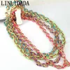 4 Stücke Neue Mix Farbe schmuck Neon regenbogen emaille kubanische Rolo gliederkette frauen Halskette X0509