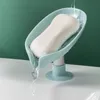 Soap Holder Leaf-Shape Self Draining Dish Self-Drying Not Punched Bar with Suction Suit for Bathroom