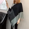 Poncho maglione di media lunghezza lavorato a maglia con frange Donna Taglie forti Mantella con cappuccio a vento pigro tipo pipistrello allentato Donna Primavera 210427