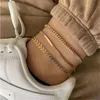 Anklets Sunu 3PCS / комплект Золотой цвет Простая цепочка для женщин Пляжная ножка Ювелирные изделия Ноги Браслеты Аксессуары