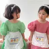 韓国風かわいい赤ちゃんガールズ格子縞半袖ドレス子供綿カジュアルドレス