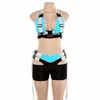 Rosa Sommer Frau Sport Anzug Halfter Schnalle Biker Shorts Trainingsanzug Damen Club Outfits Zweiteiler Set 2021 Crop Top + Damenhose