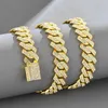 Chaînes 15mm carré glacé cubain lien chaîne colliers pour hommes bracelet à la mode charme bijoux ensemble hip hop luxe tour de cou cadeau 222y