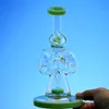 8 Inch Hookahs Unique Bongs Sidecar Design Glass Bong Double Recycler Dab Oil Rigs Slitted Donut Perc Water Pipes 14mm Female Joint With Bowl