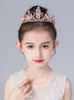 Hårklipp Barrettes Barn Tiara Princess Crown Pink Pearl Crystal Girl Hairband Baby Birthday Show Accessories