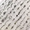 Massenlose 100 Stück Antiksilber Multi-Stile Mix Charm Ring für Frauen Vintage Damen Blume Böhmischer Fingerring Retro Schmuck 2021