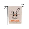 Banner vlaggen feestelijke feestbenodigdheden Home Garden Easter Flag Bunny Verticale jute huis tuinborden Spring Outdoor Decor Welkom JK2002 DRO