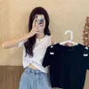 Short-sleeved knitted t-shirt women's strapless loose crop top summer Korean fashion clothing 210520