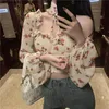 Frauen Blusen Shirts Floral Sexy Kurze Tops Koreanischen Stil Druck Rüschen Blusas Mode 2022 Sommer Chiffon Bluse Frauen
