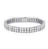 14K Gold Silver Plated 2 Row Tennis Bracelet 4mm Zircon Lab Diamond Hip Hop Jewelry Iced Necklace 7inch 8inch5516520