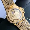 GDF 40mm 5711 7118 5711 1A 7118 1R Miyota 8215 orologio automatico da uomo con segni di diamanti quadrante strutturato in oro giallo 18 carati tutto acciaio dorato Bra249F