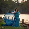Eleganta V-nacke moderskapsklänningar för fotografering Lång maxi klänning Graviditetsklänning Maternity Photography Dresses med Chiffon Shawl Q0713