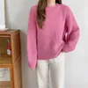 Kobiety swetry damskie dla kobiet pullover solidne dzianiny różowy niebieski vintage grube skoczki żeńskie swobodne moda luźne ubrania 2022