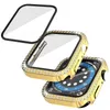 Dual Bling Diamond Protective PC Bumper Case 360 ​​Полная крышка закаленного стекла Защитник экрана для Apple Watch Iwatch серии 6 5 4 3 2 44 мм 42 мм 40 мм 38 мм Нет пакета