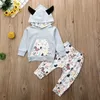 Pudcoco Usps Fast Shipping 0-24m Newborn Baby Boy Girl Kid Animal Printed Hoodie Sweater Top Pants Clothes Set G1023