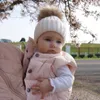 Bonés chapéus outono inverno chapéu de bebê crochet menino morno menino beanie boné grande pompom cor sólida crianças toddler bonnet acessórios