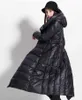 Piumino invernale da donna impermeabile lungo e spesso cappello di grandi dimensioni giacche da donna blu scuro nero 211011